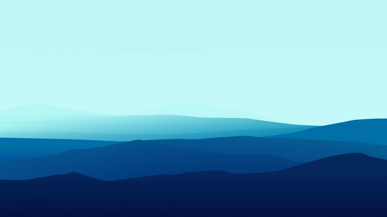 波浪形蓝色山峰简约纯色桌面壁纸