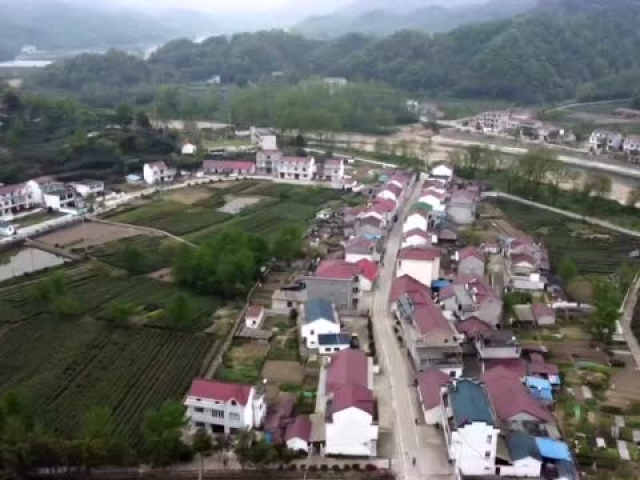 安徽省金寨县青山镇汤店村航拍,大别山里整齐的新农村,真气派!