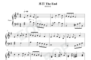 钢琴谱,双手简谱,双版本:《the end》游戏《跳舞的线》背景音乐.