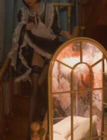 网红美女南鸽黑色透视女仆制服加黑丝美腿性感私房写真