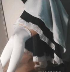 性感丰满少女NAGISA魔物喵黑色女仆制服与内衣加白色丝袜美腿私房写真