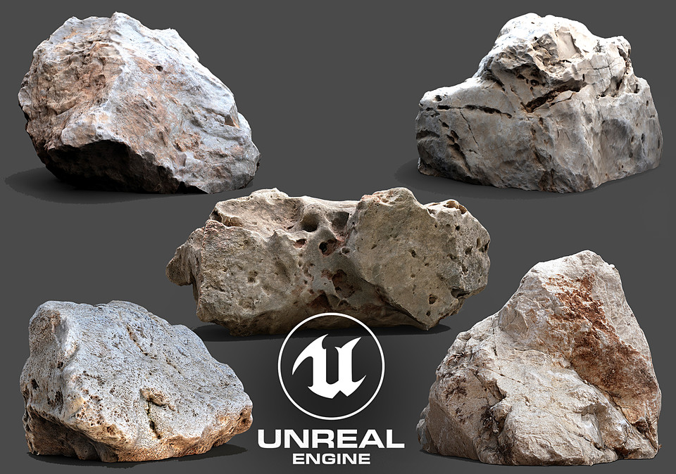 【UE4】扫描岩石模型 Photogrammetry 3D Scan Stone Pack VOL 1