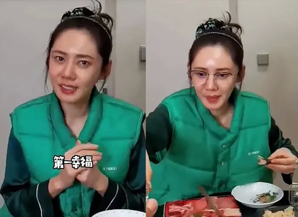 秋瓷炫全程素颜,因为过于疲惫,深夜未睡,双眼还挂着两个黑眼圈,毫不