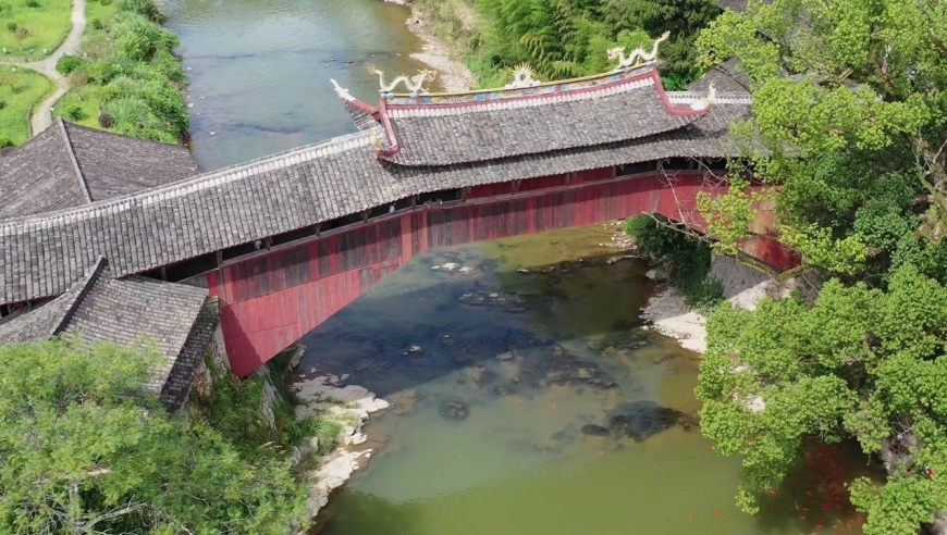 航拍泰顺廊桥北涧桥,号称中国最美廊桥