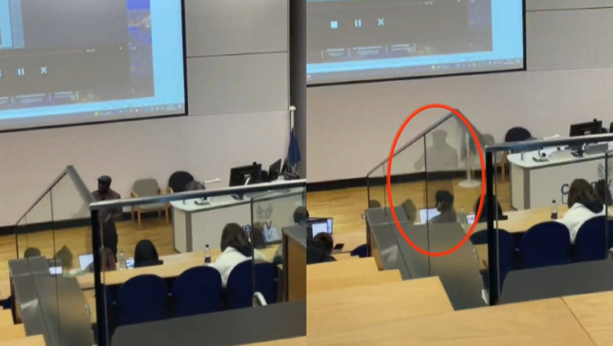 女孩上课时发现有趣一幕,老师透过玻璃后"隐身"了,网友脑洞大开