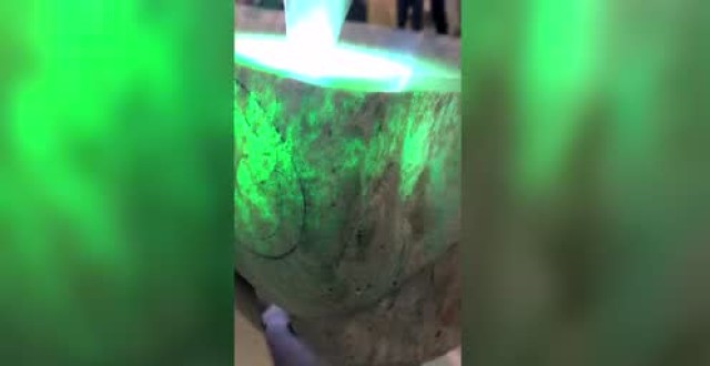 本届缅甸翡翠公盘首位网红原石200g底价720万