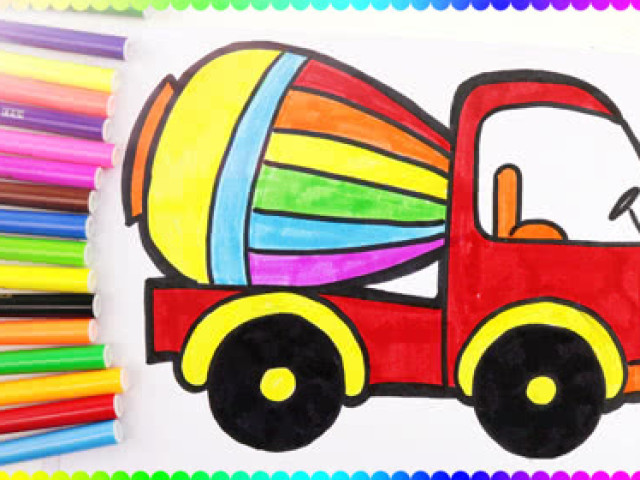 儿童简笔画,混凝土搅拌车,教宝宝学画画宝妈们值得拥有!