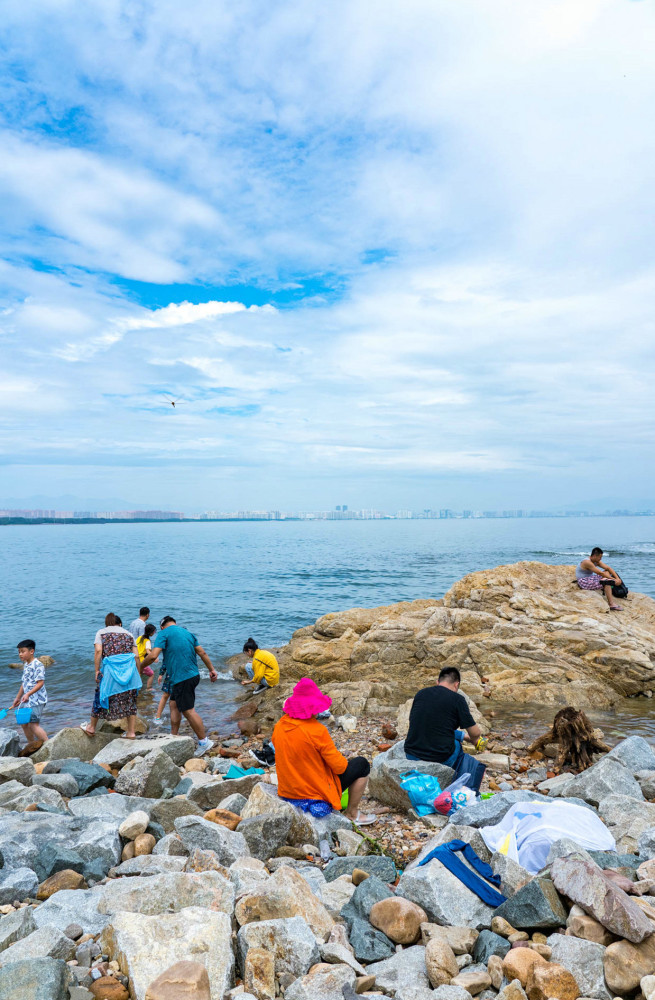 台风劫后北戴河:不玩海不戏沙游客忙着捡海鲜,有人捞一筐