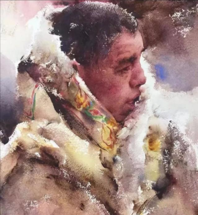 黄华兆的水彩少数民族人物画作品,独特的民族风情!
