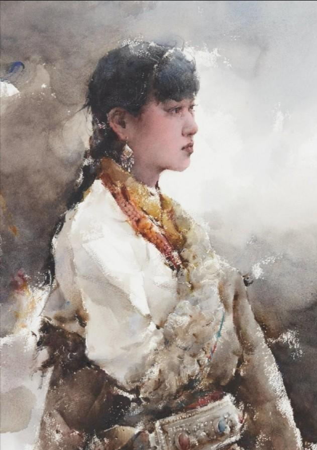 黄华兆的水彩少数民族人物画作品,独特的民族风情!