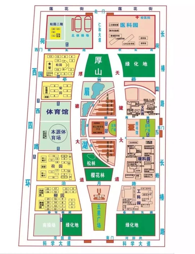 郑州大学主校区平面图