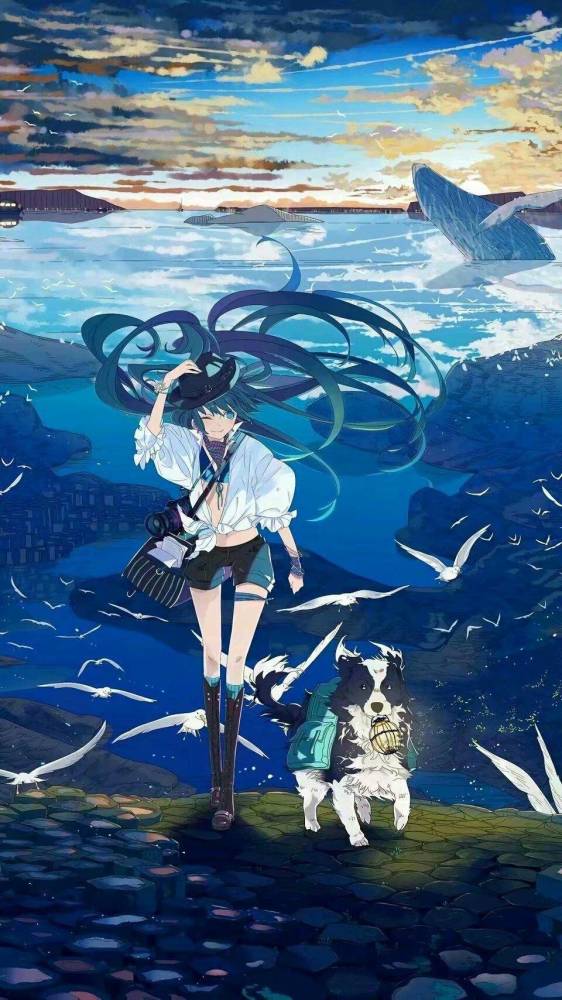 治愈人心的动漫壁纸:蓝色的背景图,美得不像话