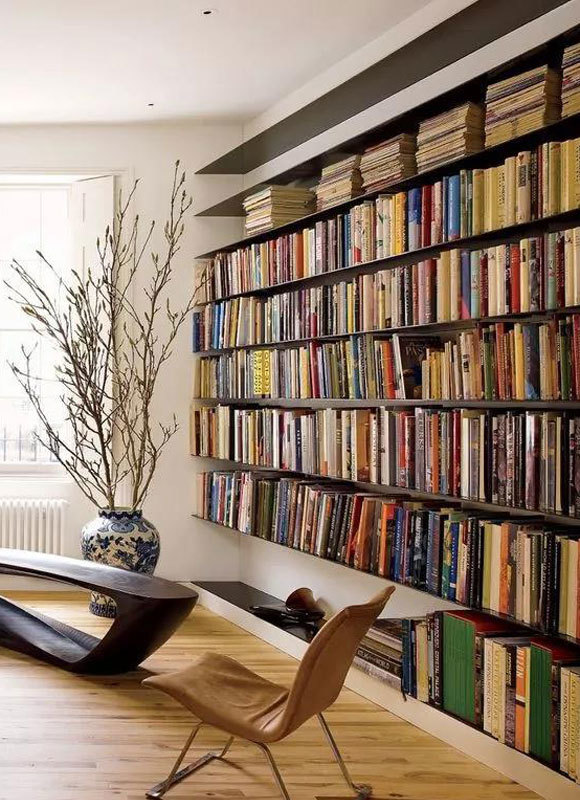 把家装成图书馆,这些地方都可以采用定制书柜来设计,超级实用