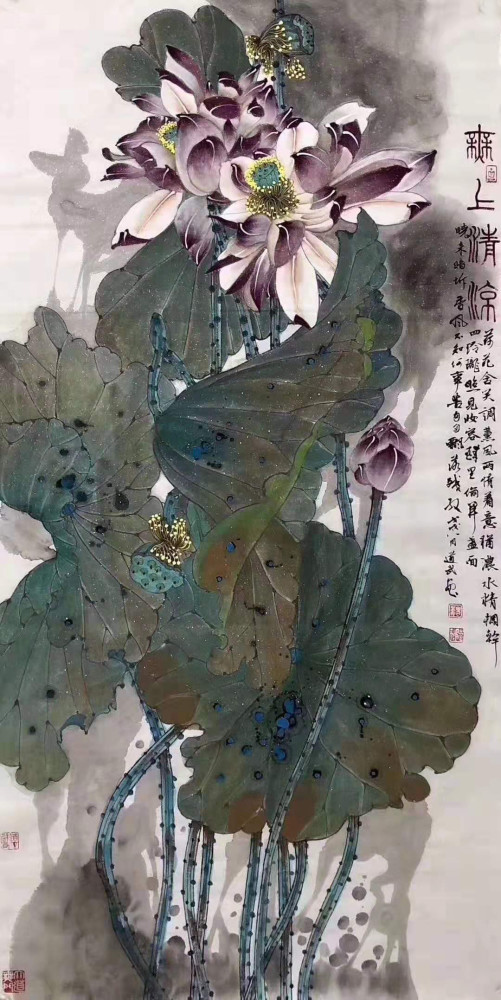 画家魏道武先生的荷花画作清赏