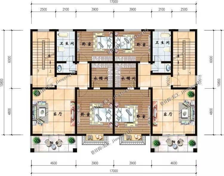 4款双拼农村别墅,一宅两户大气实用,兄弟建房不再愁