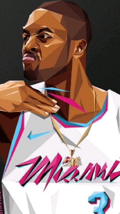 nba插画风格4球星壁纸:韦德一剑封喉,最后一个超级无敌霸气