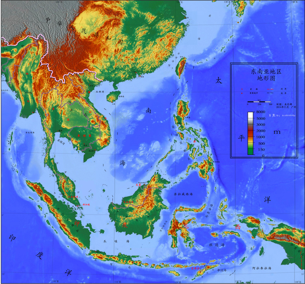 东南亚地势图