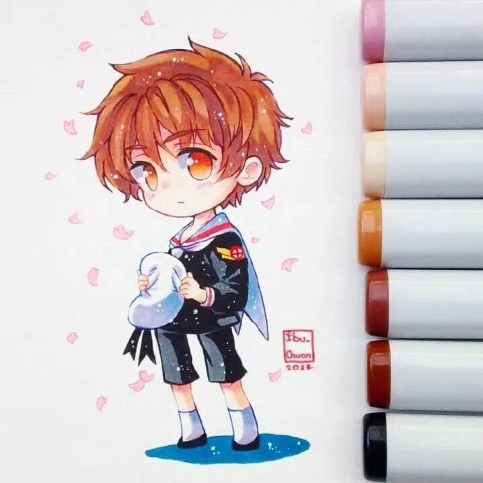 萌萌哒的q版针管笔彩铅画