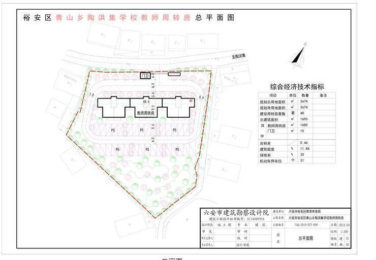 六安市裕安区青山乡陶洪集学校教师周转房规划方案批前公示