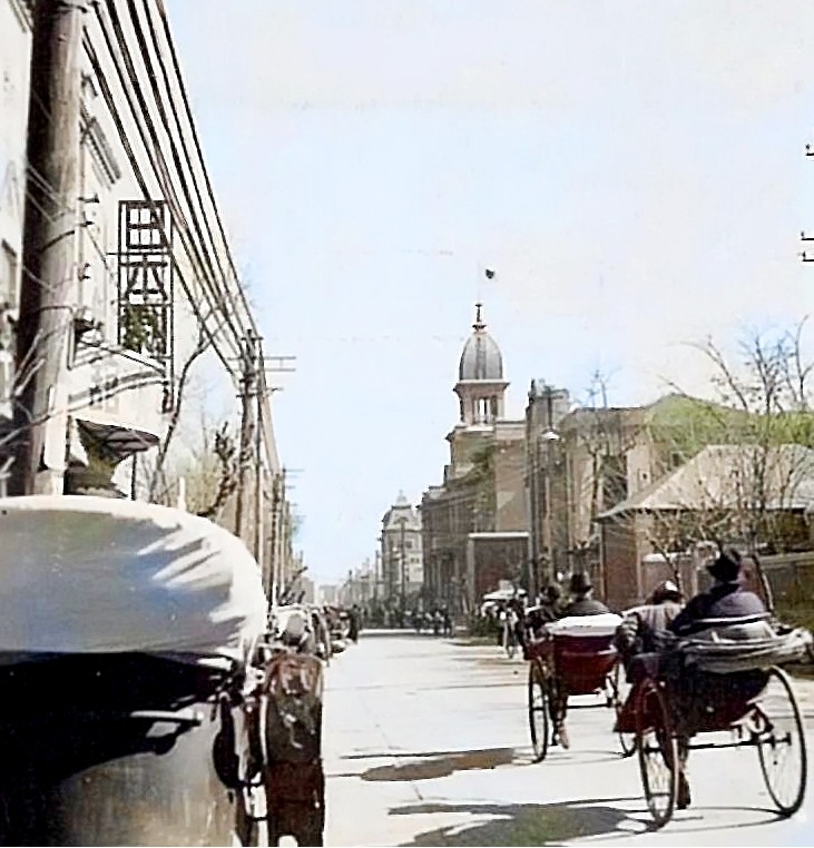 山东济南的老照片,1940年2月普利街和二大马路