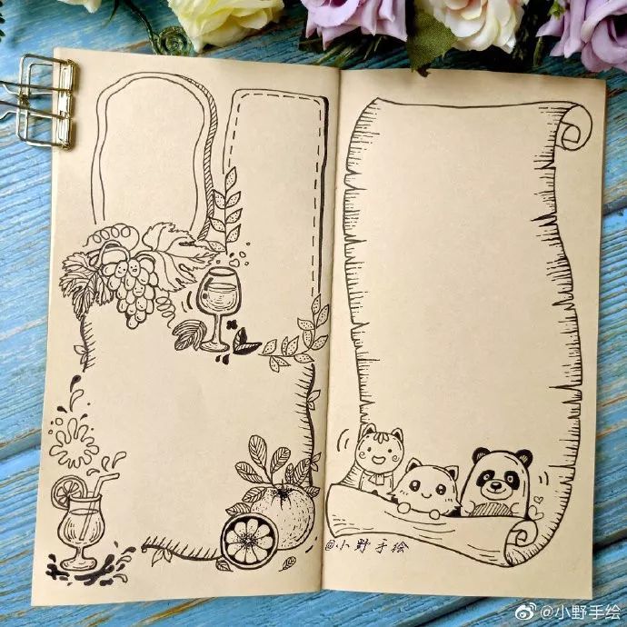 比赛用的教师节手绘作品,多款手抄报,线描画作品教程