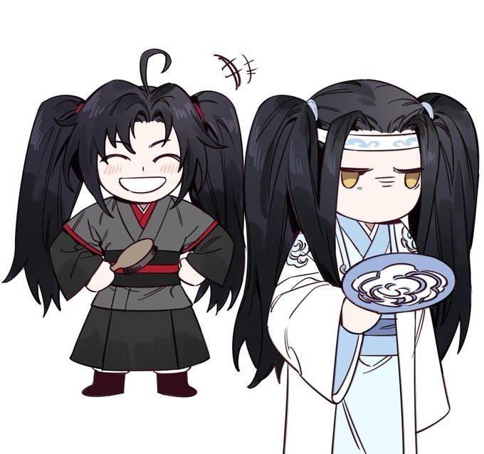 魔道祖师高清壁纸:魏无羡和蓝忘机都梳起了双马尾