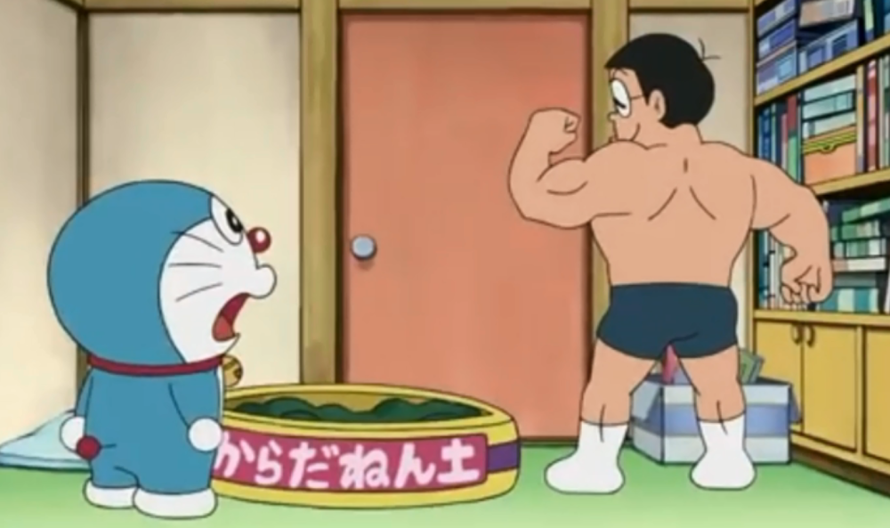 哆啦a梦鬼畜惊艳,大雄成肌肉猛男,还能搞成什么样?