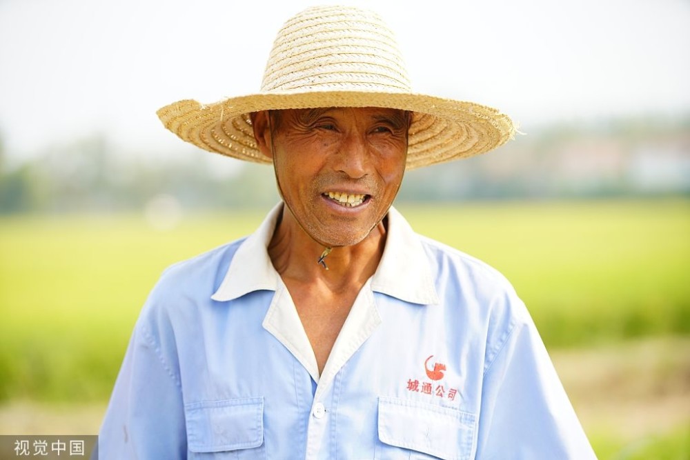 农民,露出了欣慰的笑容,这是丰收的笑容,这是辛勤劳动之后的幸福笑容