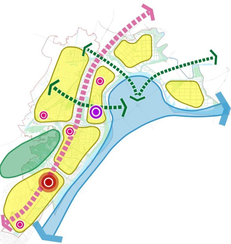 江北新区直管区规划结构图 江北新区直管区规划了:   一个城市中 
