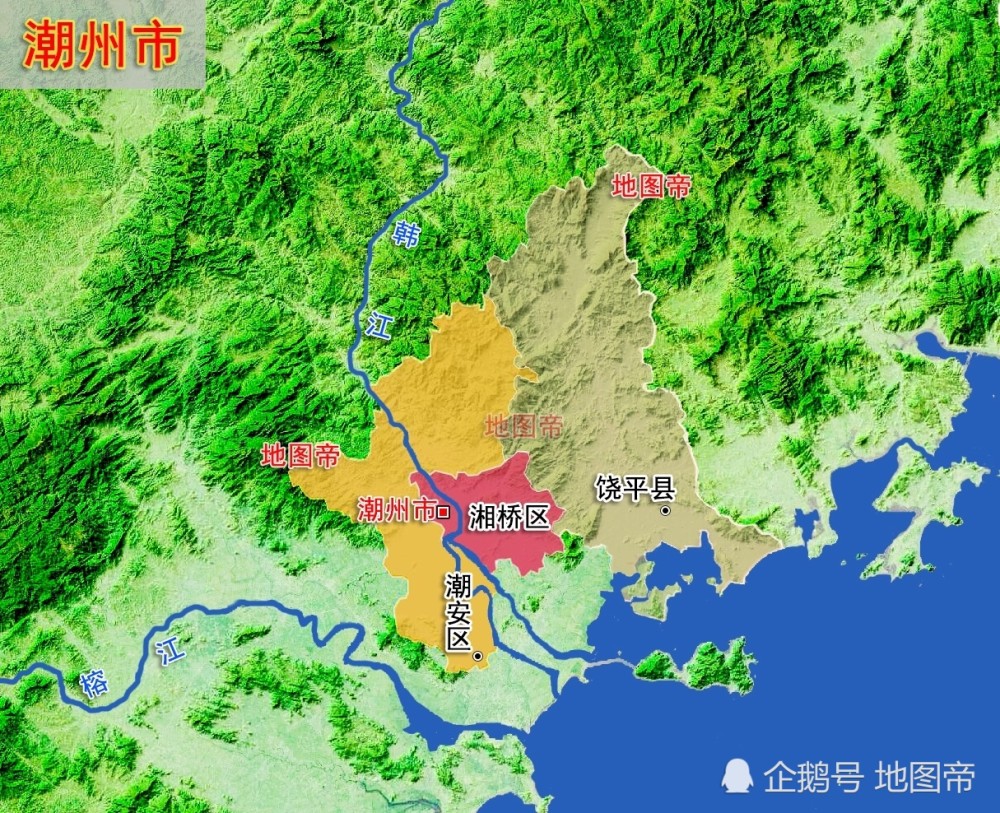 潮州,广东省辖地级市,位于广东省最东端,处于韩江中下游,地势北高南低
