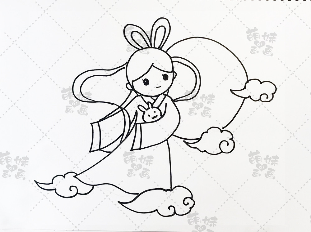 中秋节卡通月饼,嫦娥和玉兔怎么画?来看萌妹老师的文字讲解