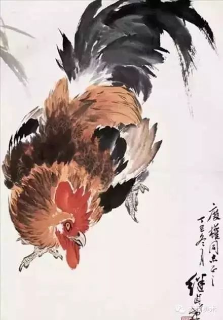 这父子俩画鸡真有两把刷子