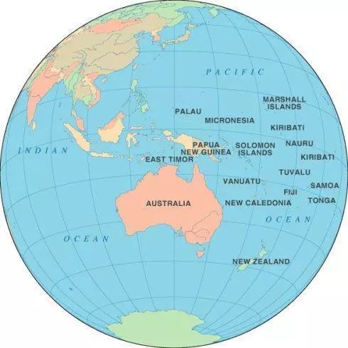 以中国,美国,澳大利亚及欧洲为中心的世界地图
