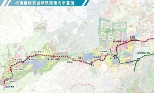 16号线开通后将在绿汀路站与地铁3号线,5号线换乘,把临安区与杭州主