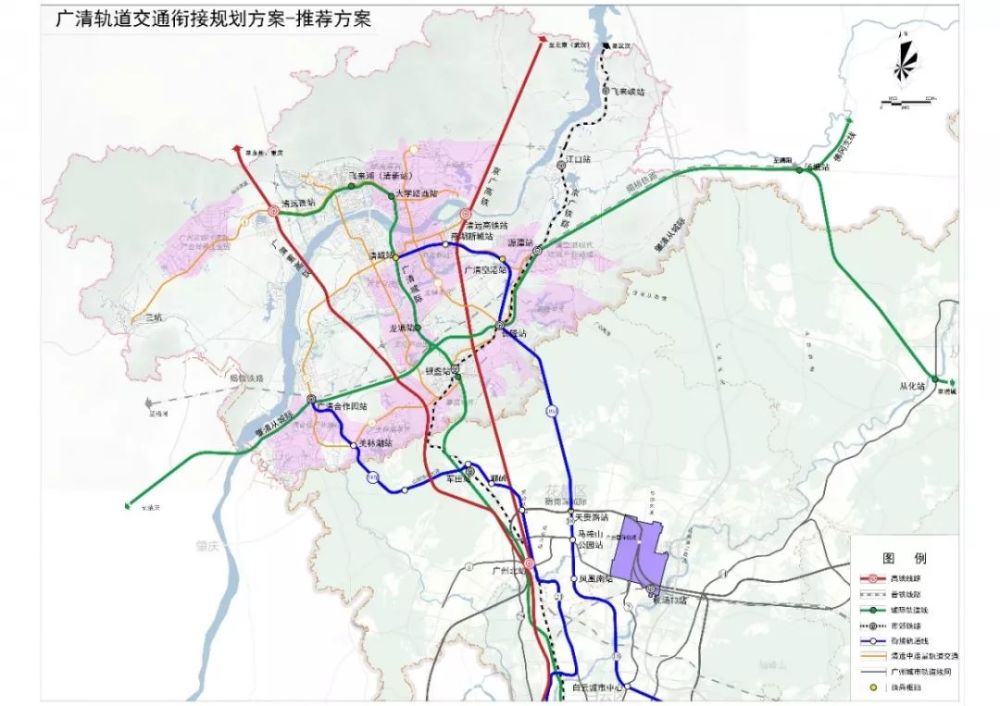 广清城轨的具体线路走向,一期 广州北至清远段将于2019年底建成通车