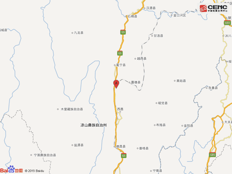 四川凉山州冕宁县附近发生3.6级左右地震