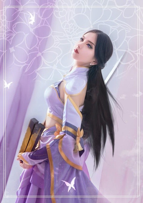 热门游戏人物cos——紫衣露娜原皮,好唯美的感觉!