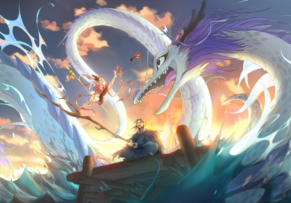 《姜子牙》电影海报曝光,蓝色背景下的姜子牙,出奇的壮观