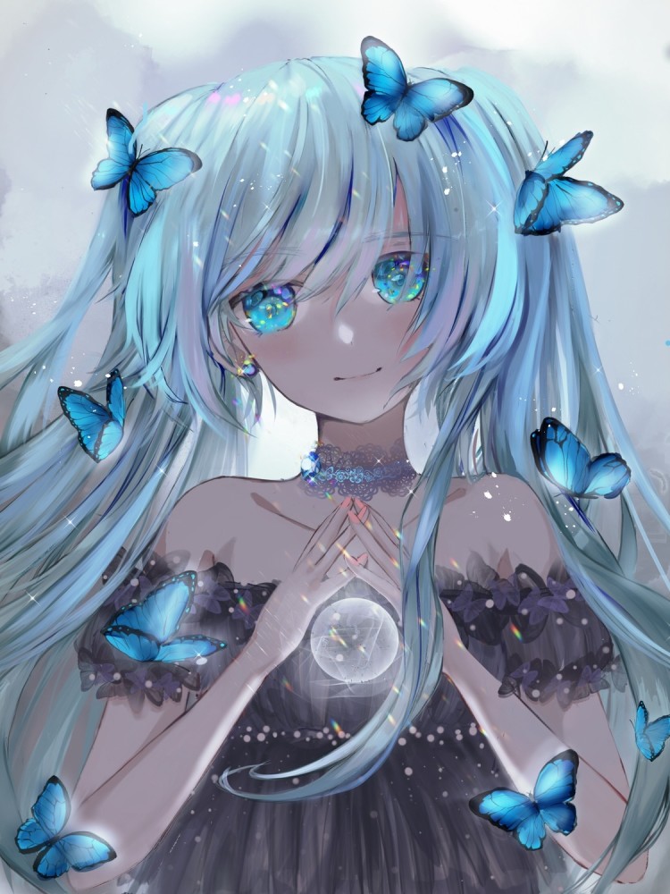 初音未来图片:扎双马尾的,长发小姐姐