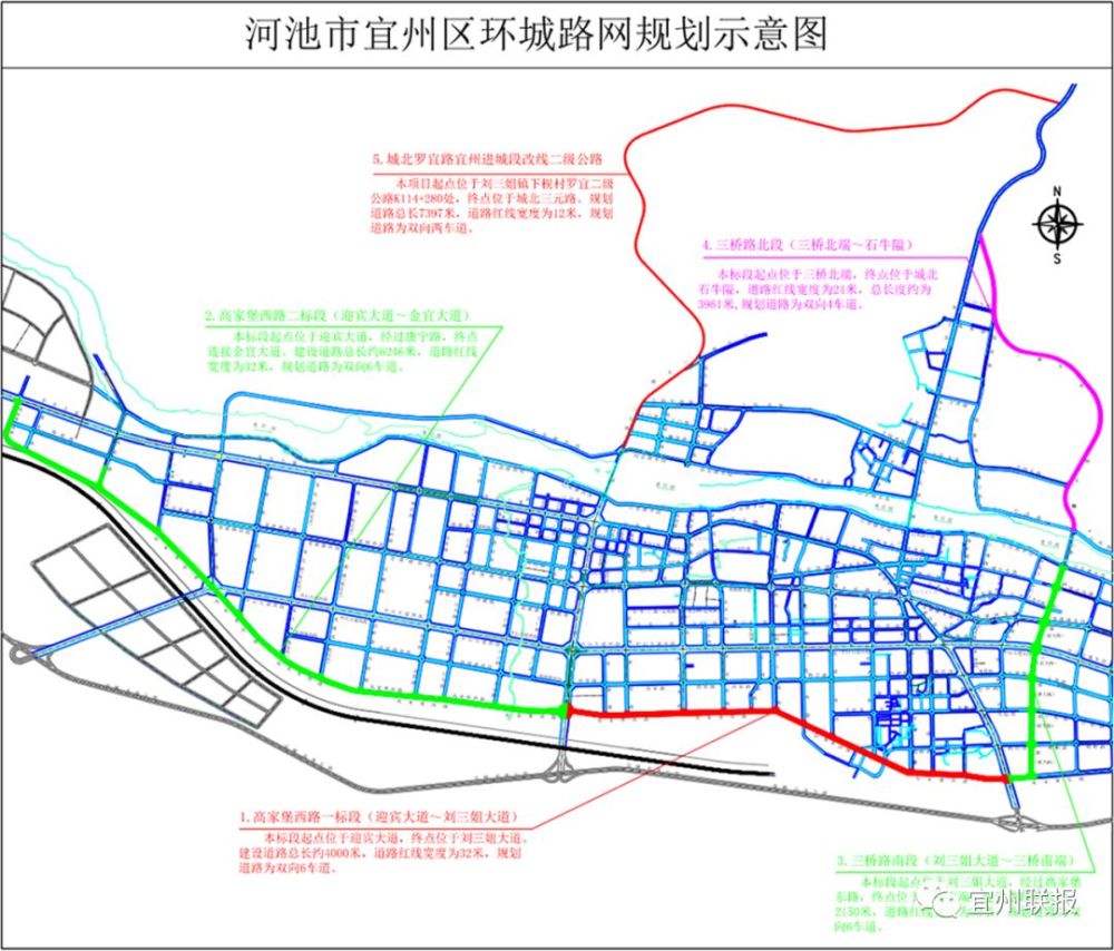 宜州区环城路网规划示意图,过你家门口吗?