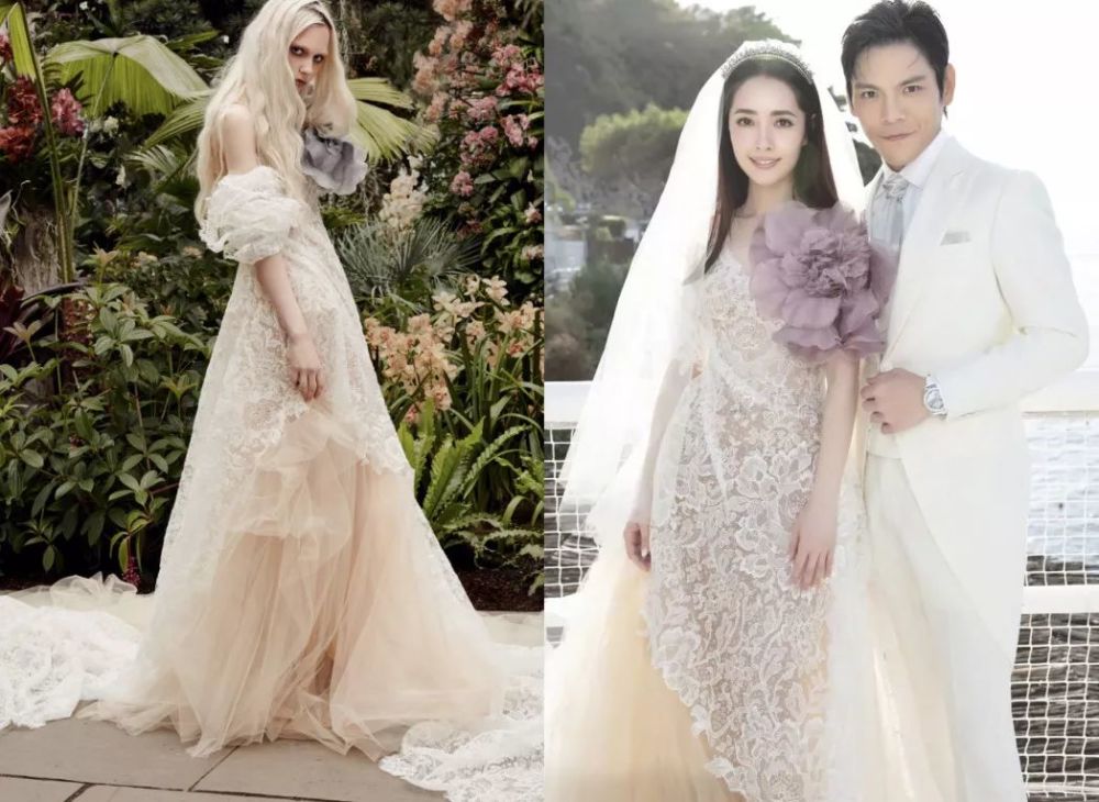 郭碧婷的几套婚纱造型,均出自这几年明星纷纷自发代言的vera wang.