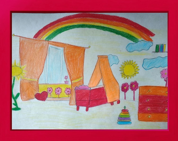 孩子抽象画出梦想的卧室,设计师用电脑做出效果图,卧室美的惊人