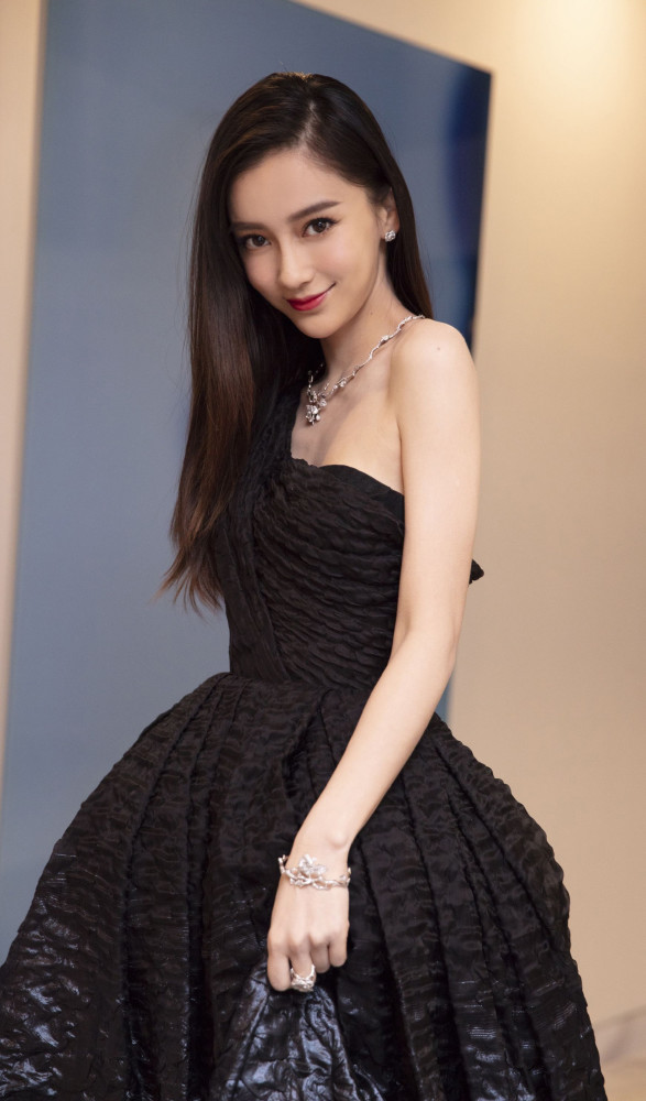 angelababy抹胸,angelababy礼服 angelababy 黑色抹胸长裙美图