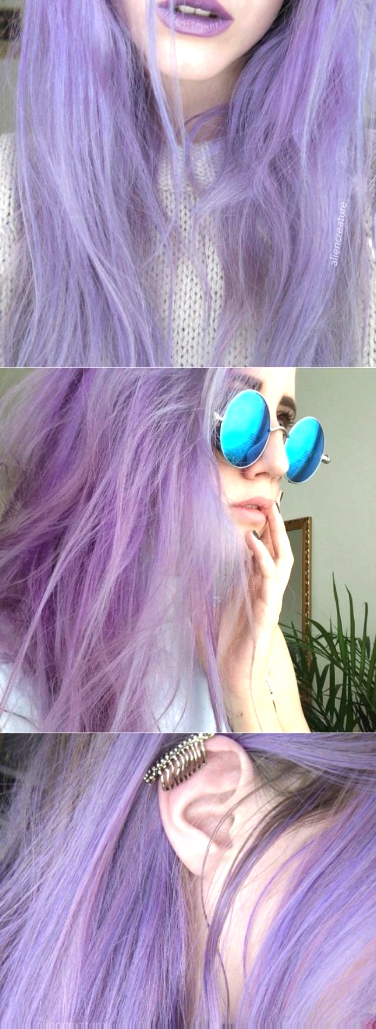 好喜欢这款紫色的发型啊,可是不敢染