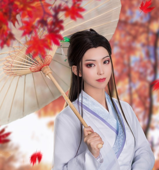 白蛇:缘起:白蛇cosplay 古风 枫叶树下的女神