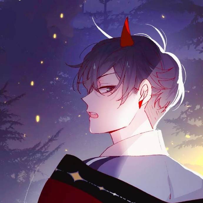 动漫图片,帅气的恶魔角男孩