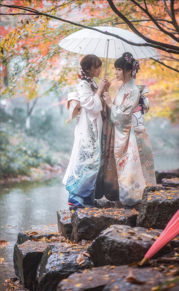 cosplay秋色和服少女 风景如诗 美人如画