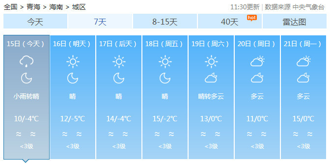 青海近期天气预报