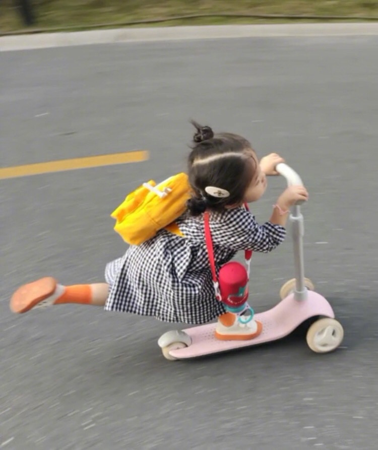 滑板车,堵车,儿童滑板车,孩子,小女孩