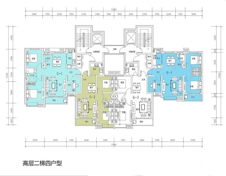 两梯四户,户型,买房